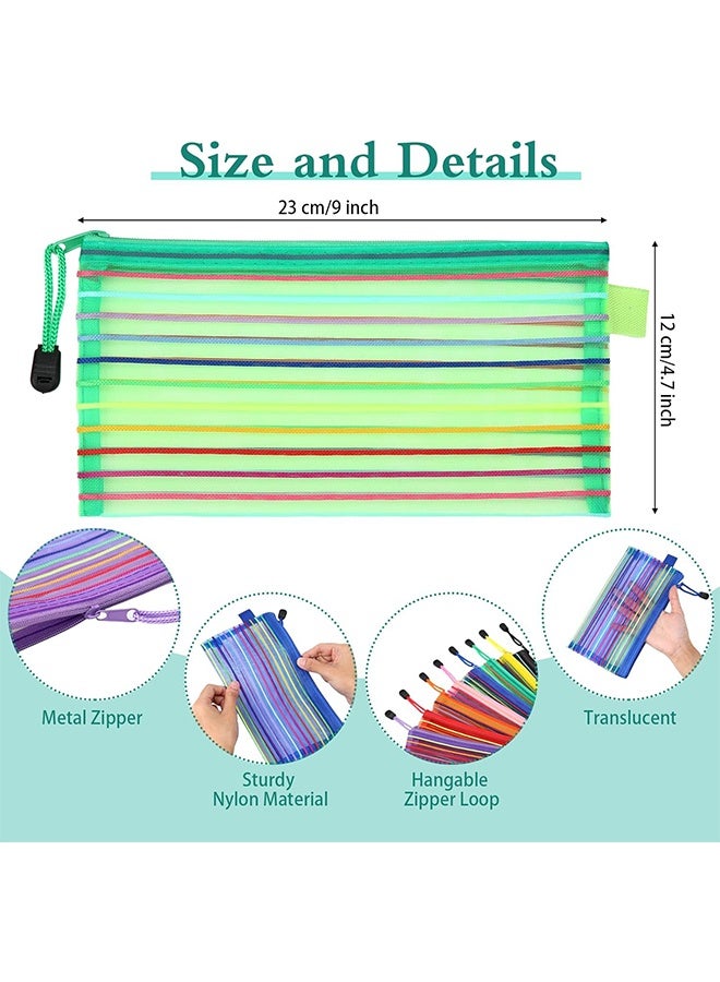 Ba Love 8 Pack Zipper Mesh Pouch Pencil Pouches Cases Multipurpose Storage Bag Travel Bags for Office Classroom Supplies Toiletries Cosmetic Puzzles Storage - Image 2
